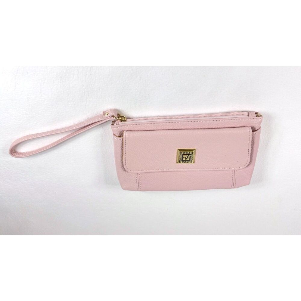 Stone Mountain Bonded Leather Clutch Wristlet Baby Pink